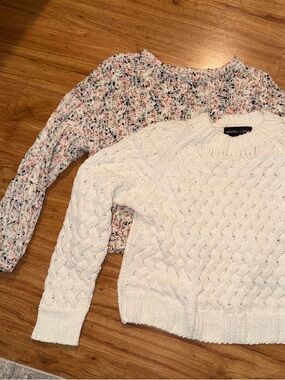 Two Cable Knit Crewneck Sweaters